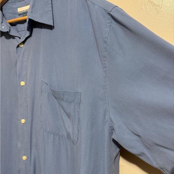 Breakwater Men's Shirt Sz Large SS Blue Button Up 80% Modal Rayon 20% Polyester - Picture 10 of 11